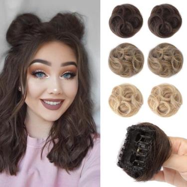 Imagem de Peças de cabelo REECHO Space Bun Mini Claw Clip Coque de cabelo falso