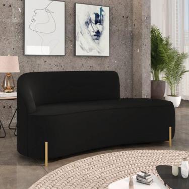 Imagem de Sofá 3 Lugares Orgânico 180cm Pé Dourado Morgan Veludo Preto - D Rossi