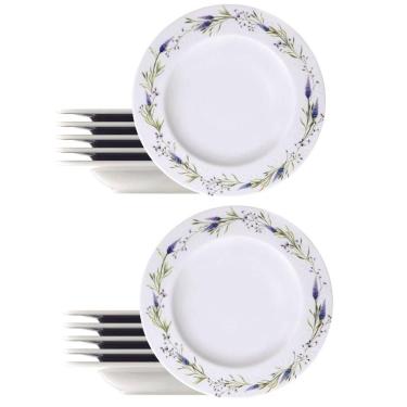 Imagem de Jogo 12 Pratos Fundos 23cm Tramontina Lilla Porcelana Sopas Risotos Caldos Restaurante