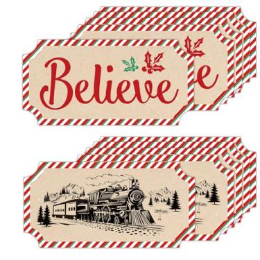 Imagem de 50 peças Christmas Believe Train Ticket Believe Tickets Sign Decor Funny Christmas Believe Ticket for Santa Gift Christmas Party Supplies Carnaval (Christmas-50)