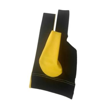 Imagem de UGPLM Luva de bilhar com três dedos, luvas de sinuca, prática de jogar luvas ajustáveis para taco de bilhar, amarelo