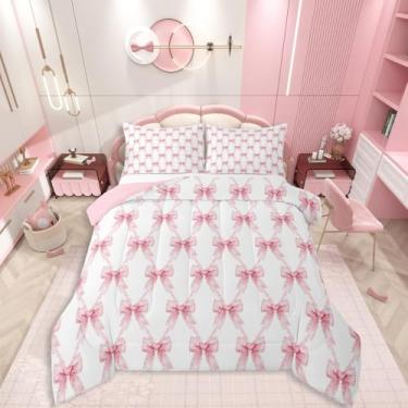 Imagem de Erosebridal Jogo de cama casal com laço fofo e laço rosa, kawaii, fita de princesa, para adolescentes, para todas as estações
