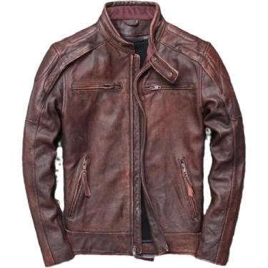 Imagem de Jaqueta De Couro Masculina E Casacos Outono Inverno Casaco Vintage Couro, Cow Leather Brown, XL