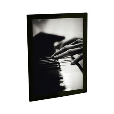 Imagem de Quadro Decorativo Piano Ilustração Foto Preto Branco Decoração Poster Quarto Sala