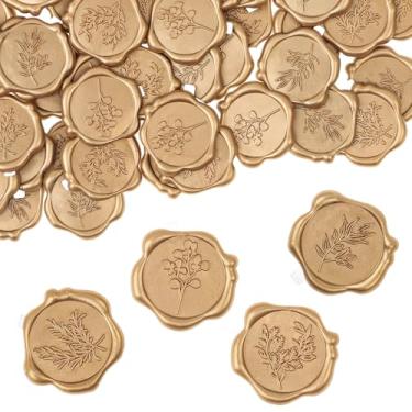 Imagem de 60 peças de adesivos de lacre de cera, adesivos de selo de envelope de convite de casamento, adesivo dourado claro para casamento, festa, Natal, embrulho de presente (4 estilos de folhas)