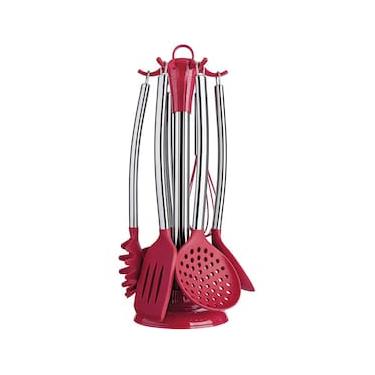 Imagem de Conjunto de Utensílios de Cozinha Euro em Silicone com 7 Peças - Vermelho