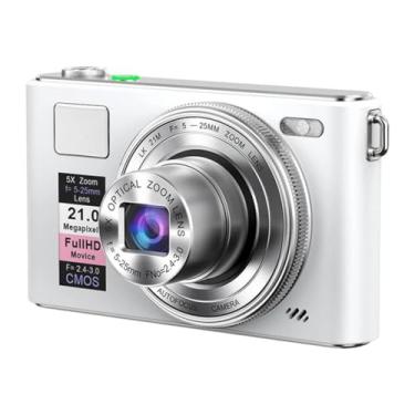Imagem de BaotyJie Câmera digital de brinquedo com resolução de 48 megapixels, câmera gravadora para meninos e meninas, 5x, acessórios resistentes para shows e, Branco