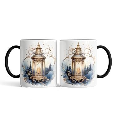 Imagem de Caneca xicara natal lampião lamparina dourada 25EI (preto)