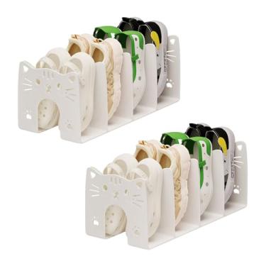 Imagem de Pacote com 2 sapateiras infantis, 4 seções, organizador empilhável de armazenamento de sapatos para adultos, prateleira para bebês pequenos, divisória de prateleira de bolsa, classificador de arquivos