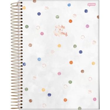 Imagem de Jandaia - Caderno Espiral College 175x242mm CD 1 Matéria 80 Fls La Creme Fundo Poá Colorido FSC