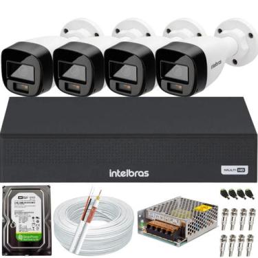 Imagem de Kit 4 Câmeras Intelbras 20m Vhd 1220 B Full Color Dvr 4ch Mhdx colorid