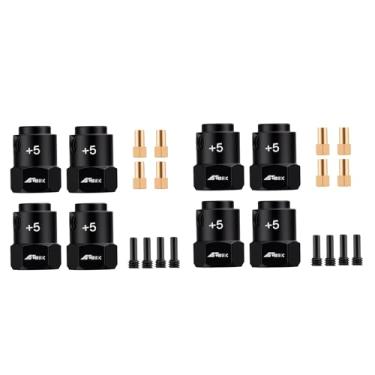 Imagem de NMNRC 8pcs Black Stainless Steel Wheel Hex hub +5mm Extenders Compatible with 1/18 TRX4M High Trail TRX-4M Upgrades Part
