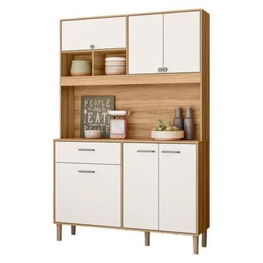 Imagem de Cozinha Compacta com Tampo 6 Portas 1 Gaveta em MDP Erva Doce Nicioli