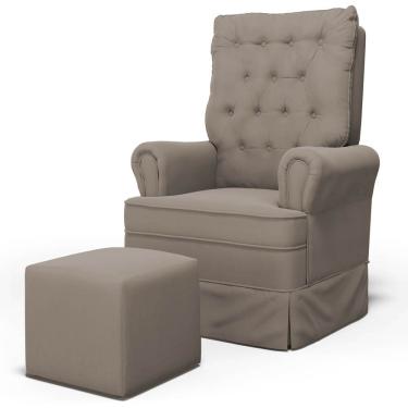 Imagem de Poltrona de Amamentação e Descanso com Balanço e Puff Laís G05 Veludo Areia - Mpozenato