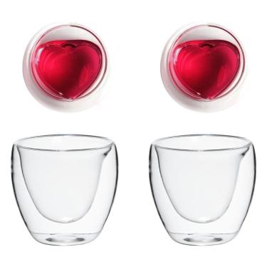 Imagem de Copo Coração Parede Dupla 2 Peças 250 Ml Vidro Borossilicato