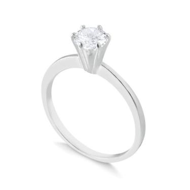 Imagem de Anel Prata 925 Aparador Aliança Solitário Zircônia 4Mm Tam22