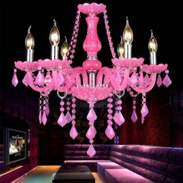 Imagem de Luminária pendente de vela de cristal europeia, sala de estar de luxo, restaurante, quarto, quarto de menina, vila, hotel, loja de roupas, salão de beleza, café, bar, lustre KTV (AA 6 luzes)