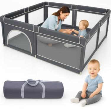 Imagem de Cercado Para Bebês Chiqueirinho Playground - Playpen - Infantil Grande Desmontável Resistente Com Bolsa De Transporte CERCADINHO -180x150x68 - MJ BRANDS