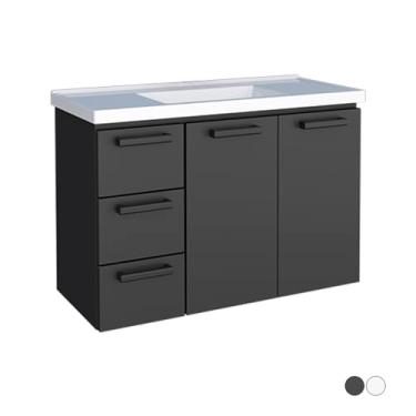 Imagem de Gabinete para banheiro em aço com lavatório Damasco preto - Cozimax