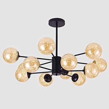 Imagem de Lustres de cristal de luxo, lustre preto LED Lustre industrial Luminárias de teto modernas de meados do século Luminária de teto suspensa Gypsophila