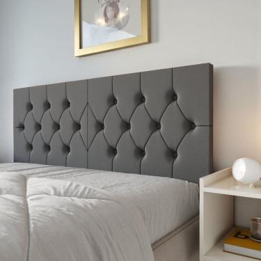Imagem de Cabeceira Queen Estofada Capitonê Dobrável Fixação Parede Painel Decorativo Cama Box Design Elegante Confortável