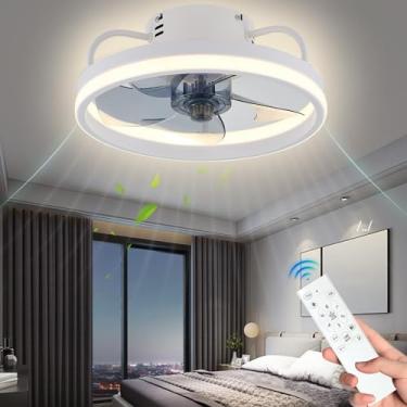 Imagem de Ventilador de teto com iluminação LED Lâmpada de teto com ventilador Ventilador moderno Luz de teto 6 velocidades Regulável com controle remoto Temporizador para quarto Sala de estar S