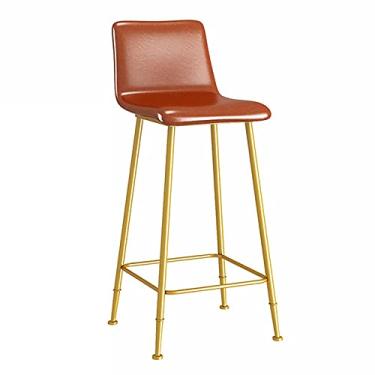 Imagem de Banqueta de bar para móveis, banco alto para os pés, com apoio para os pés, barra de café da manhã de couro poliuretano/laranja/75 cm