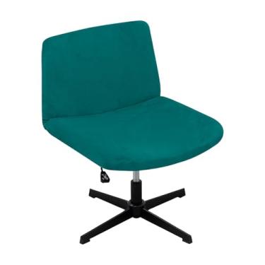 Imagem de Kitegrese Capas de cadeira de escritório com pernas cruzadas elásticas, capa larga para assento de escritório moderna, giratória, para sala de estar e quarto (verde esmeralda)