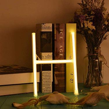 Imagem de Enuoli Luz noturna branca neon luz LED alfabeto luz de letreiro A-Z letra, letreiro decorativo letra, letras, luzes neon, Moderno, Warm White-h