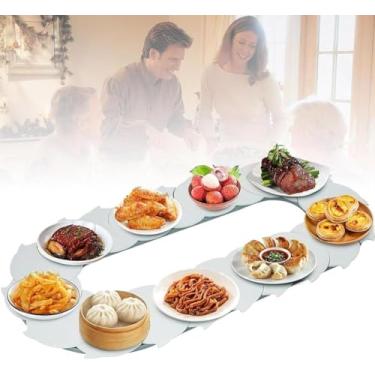 Imagem de Mesa Giratória De Alimentos Rotativa, Mesa De Jantar Ajustável Giratória Manual 360°, Prato De Servir Grande Rotativo Reutilizável Para Mesa, Trem De Comida Rotat, Graycyan, 1M/3.28FT