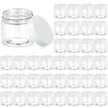 Imagem de Eternal Moment Pacote com 36 frascos de plástico de 170 g frascos redondos transparentes para cosméticos com tampas brancas, perfeitos para loção, geleca, creme, pomadas, maquiagem, sombra, amostras
