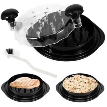 Imagem de LEEZDTTXAN Triturador de frango com tampa transparente, antiderrapante, ferramenta para triturar peito de frango com torção eficiente, tigela trituradora de frango portátil de 25 cm, alça ergonômica