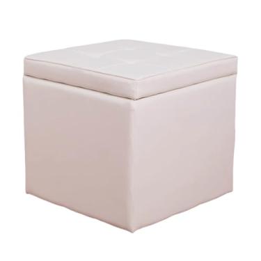 Imagem de PEKJI Puff de poliuretano com moldura de madeira elegante banco de armazenamento de espuma de alta resiliência para economizar espaço