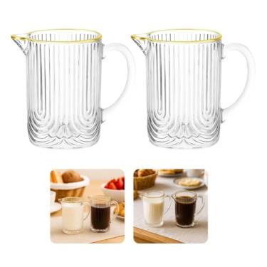 Imagem de Conjunto de 2 Leiteiras em Vidro Canelado com Filete Dourado, 260ml, Elegante Design Premium para Mesa Posta Moderna
