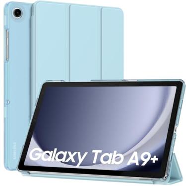 Imagem de MoKo Capa para Galaxy Tab A9+/A9 Plus 11 polegadas 2023, capa protetora inteligente com suporte fino com capa traseira translúcida de policarbonato rígido para tablet Tab A9 Plus (SM-X210/X216/X218),