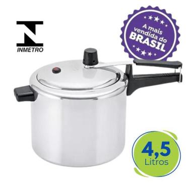 Imagem de Panela De Pressão Alumínio Polida 4,5 Litros Panelux, 4,5L, Prata