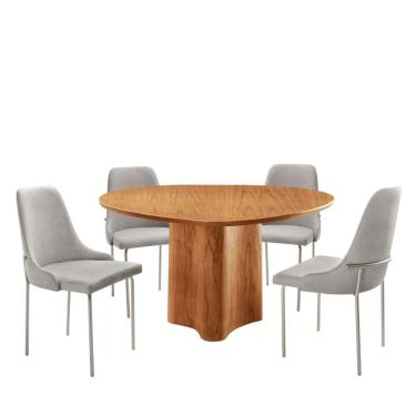 Imagem de Sala de Jantar Mesa Selene Tampo 135cm Laminado com 4 Cadeiras Vicenza Moderna Mobilia