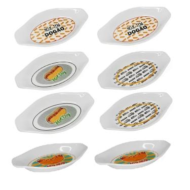 Imagem de Conjunto 8 Pratos Para Hot Dog Cachorro Quente Formato de Canoa