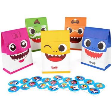 Imagem de Sacos de presente de festa com tema Baby Shark, 20 unidades para anive