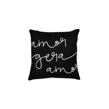Imagem de Capa Almofada Preta Amor Gera Amor 40cm Facil Lavar 1un