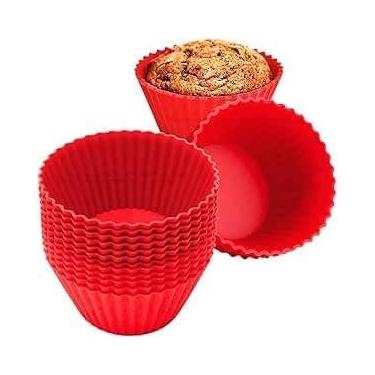 Imagem de Formas de Silicone para Cupcake, 7 cm x 4 cm, Kit com 12 Peças, Cores Sortidas Para Airfryer