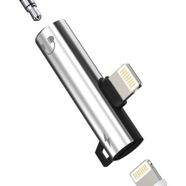 Imagem de Adaptador Lightning para conector de fone de ouvido de 3,5 mm (2 em 1) para iPhone 14 13 Pro Max para Apple Aux Cable Charger Splitter Audio Connector Fone de ouvido duplo para iPad, conversor duplo