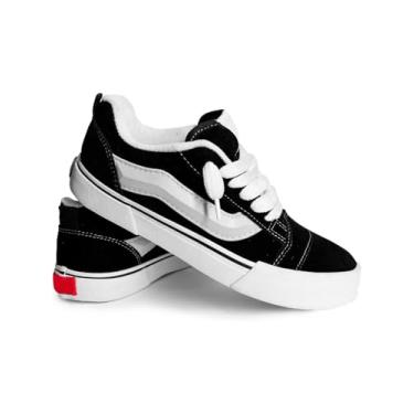 Imagem de Tenis Casual Feminino Masculino Academia Skatista Knu Orks Confortavel (Preto/Branco, BR, Adulto, Numérico, 35)