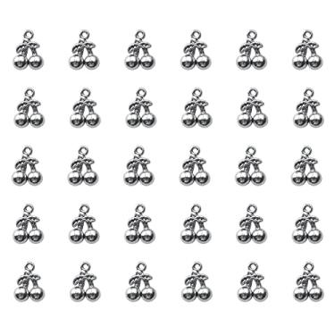 Imagem de Ruwado 30 berloques de cereja de metal com frutas pequenas, pingentes fofos para kit de fabricação de joias faça você mesmo, encontrar colar, pulseira, brinco, chaveiro, acessórios de artesanato