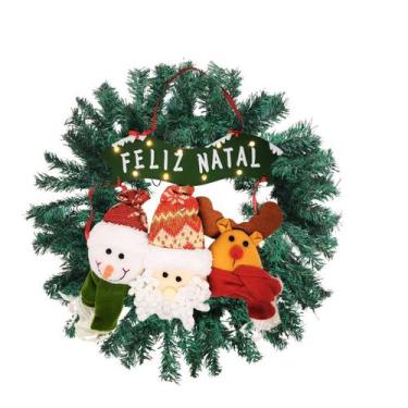 Imagem de Guirlanda Decorada 50cm Placa Iluminada LED Trio Pelúcia Feliz Natal -