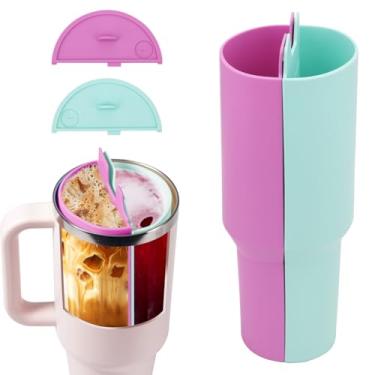 Imagem de 2 peças de forro de silicone separador de bebidas para Stanley 1,134 g, inserção de copo 2 em 1 de alta capacidade com 2 peças de tampas acessórios de copo de água fácil de limpar, compatível com copo