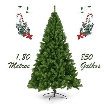 Imagem de Arvore de Natal Luxo Verde 1.80 Metro de Altura 850 Galhos Base Metálica Decoração Natalina Elegante Decoração de Casa Tradicional