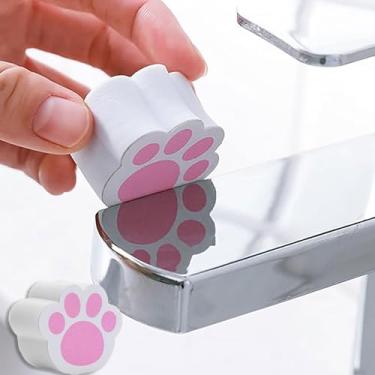 Imagem de Esponja de limpeza fofa em forma de pata de gato para espelhos, vidro de banheiro, torneiras e muito mais – Remoção eficaz de manchas de água e sujeira para limpeza doméstica