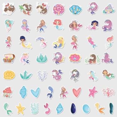 Imagem de 50 peças de adesivos fofos de decorações oceânicas, decalques estéticos de vinil, adesivos para decoração de garrafas de água, para-choques, bagagem de computador, diário, capacete de guitarra-1