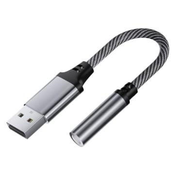 Imagem de Placa de som USB de 5,5 polegadas USB para adaptador de fone de ouvido de áudio de 3,5 mm, placa de som externa, placa de áudio para microfone, fone de ouvido, computador, PC